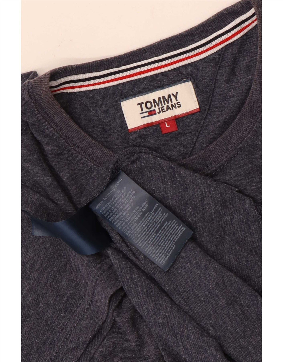 Tommy Hilfiger Herre T-Shirt Top Large Navy Blue Flecked Polyester