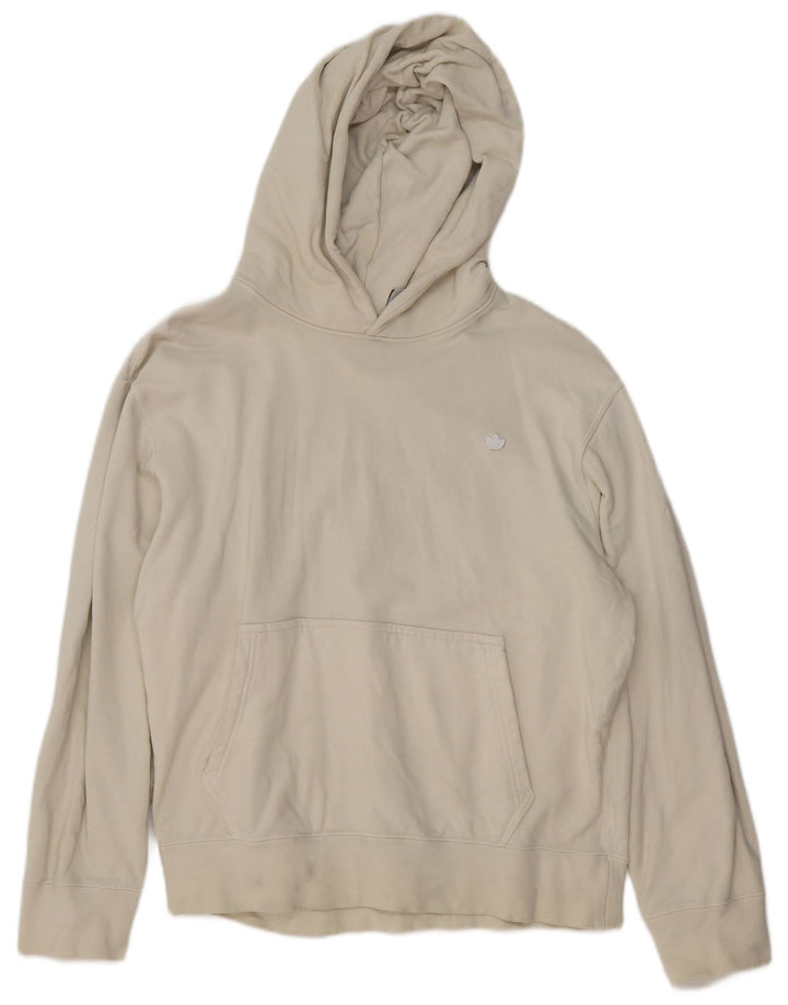 ADIDAS Dame Hættetrøje UK 14 Medium Off White Bomuld
