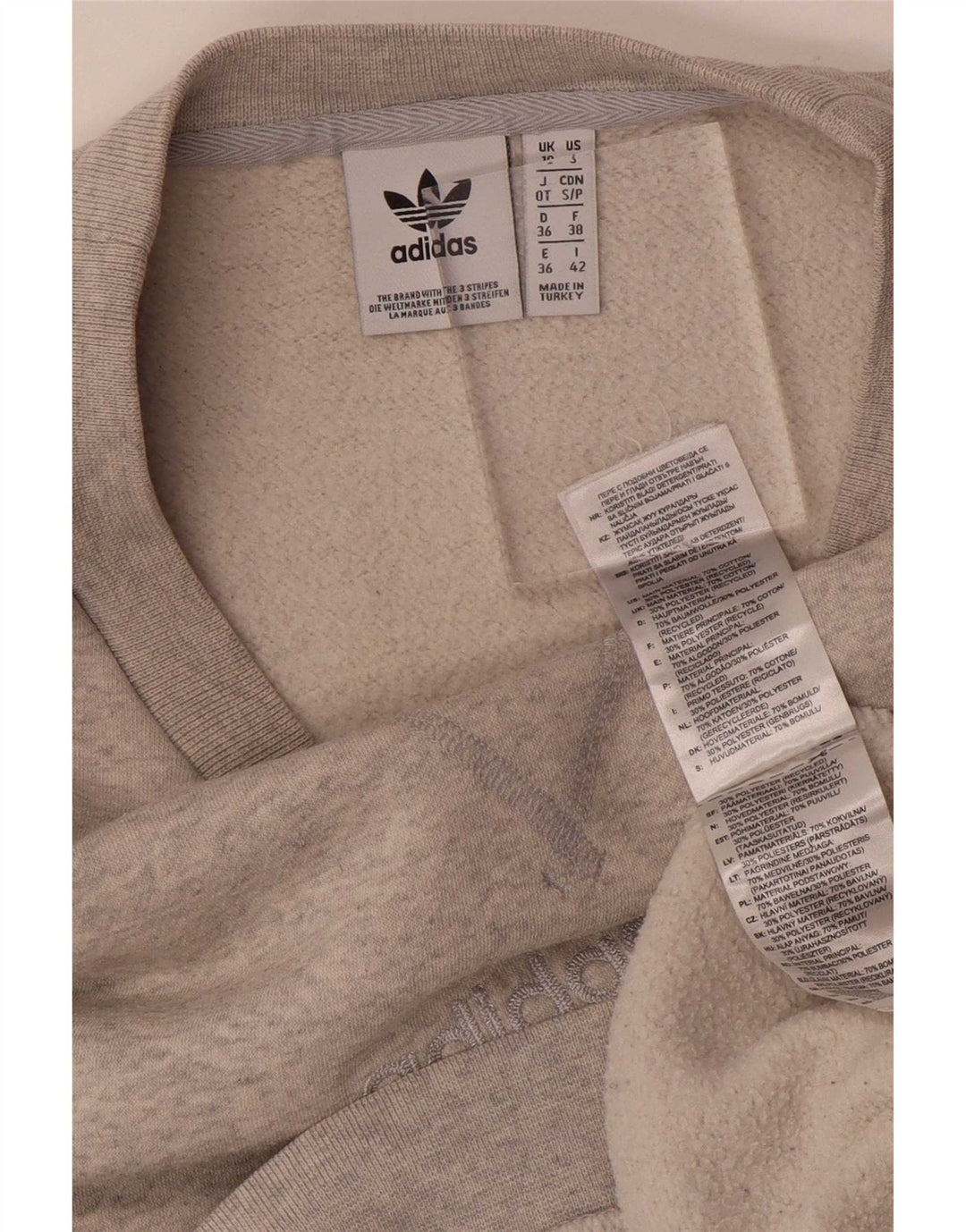 Adidas Dame Oversized Sweatshirt Jumper UK 10 Small Grå Bomuld