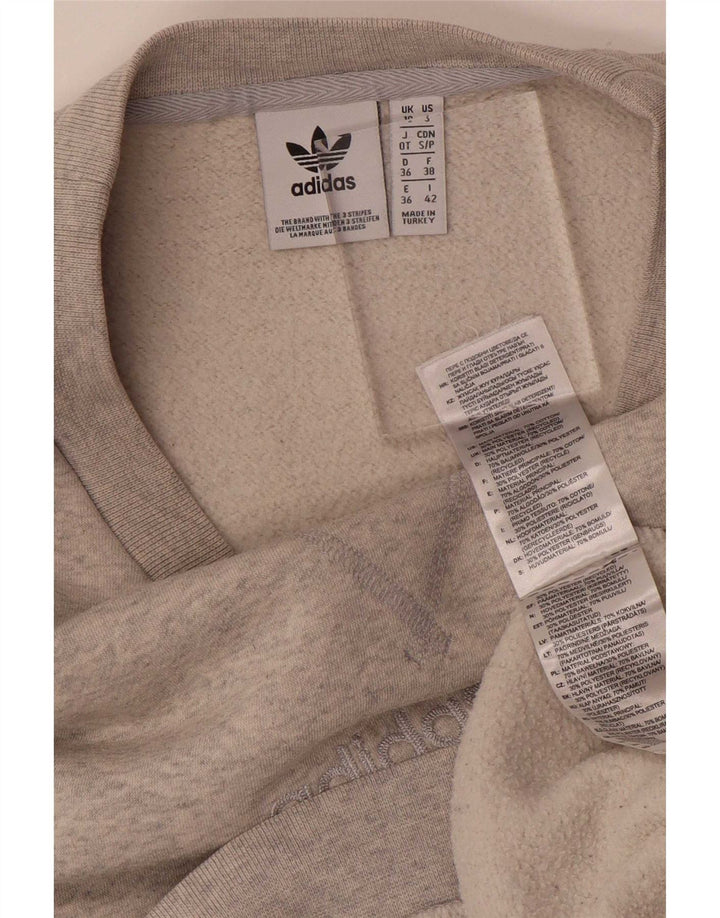 Adidas Dame Oversized Sweatshirt Jumper UK 10 Small Grå Bomuld