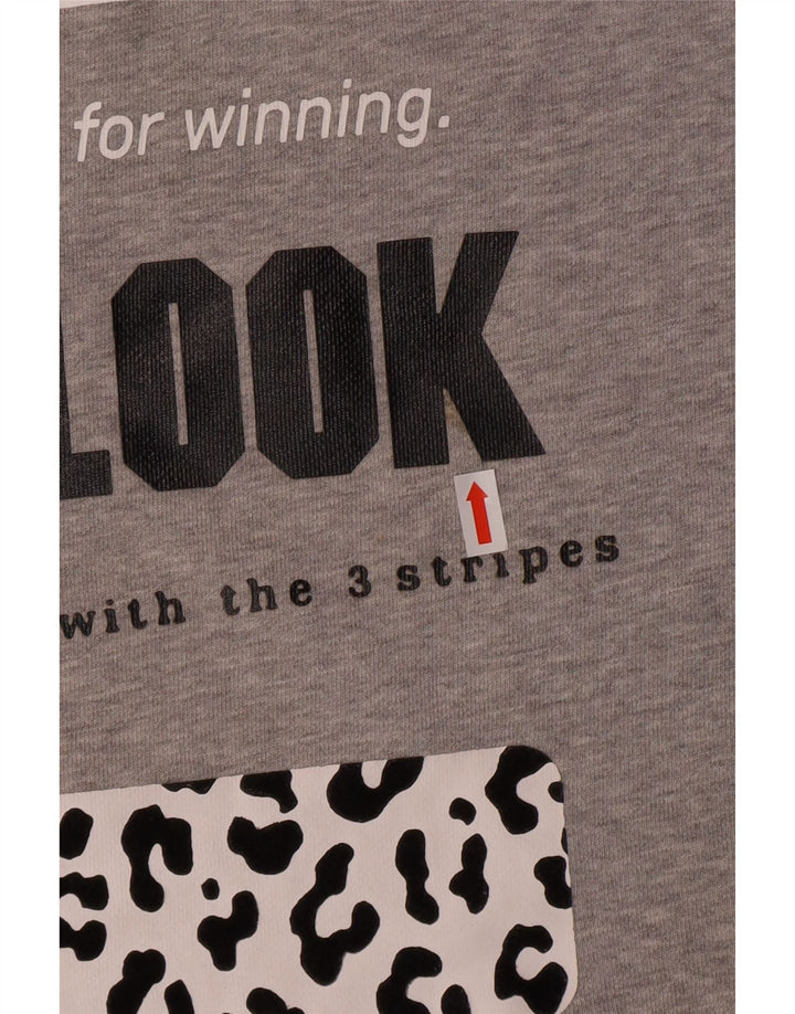 ADIDAS grafisk sweatshirt til mænd, stor grå bomuld