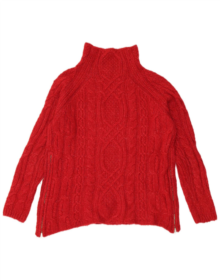 Zara Dame Turtle Neck Jumper Sweater UK 10 Lille Rød Akryl
