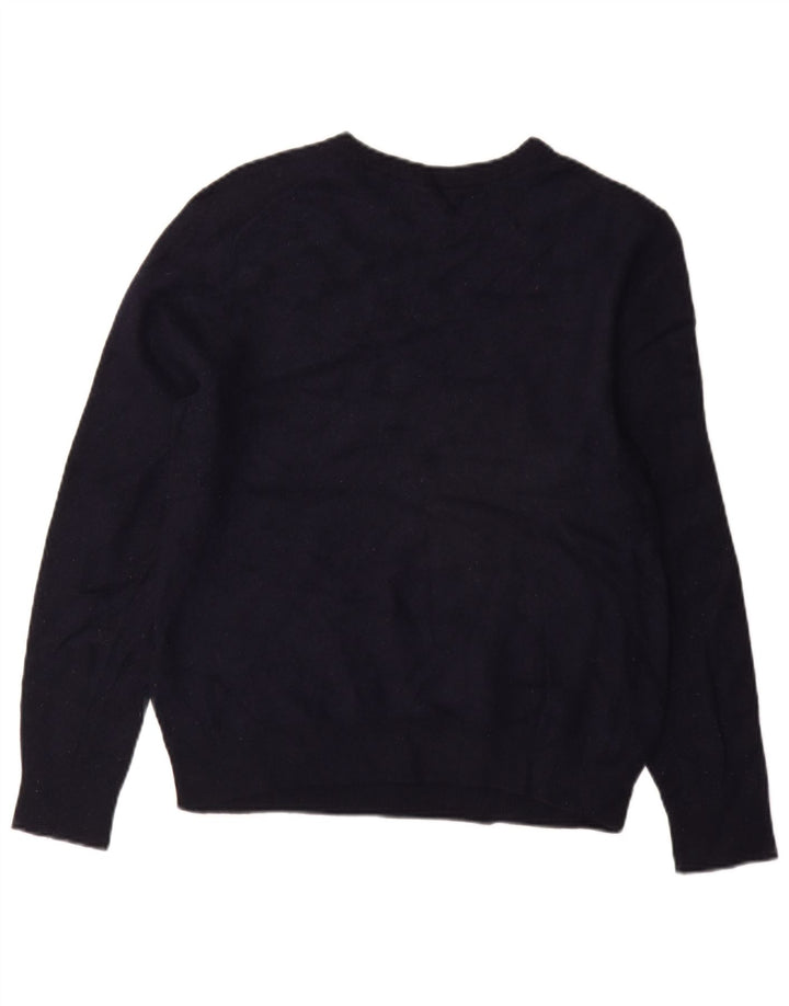 Gant Dame Crew Neck Jumper Sweater UK 14 Large Navy Blue Wool