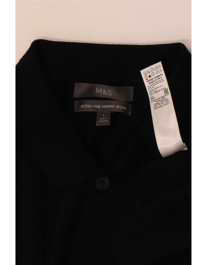 Marks & Spencer Herre Cardigan Sweater Stor Sort Merinould