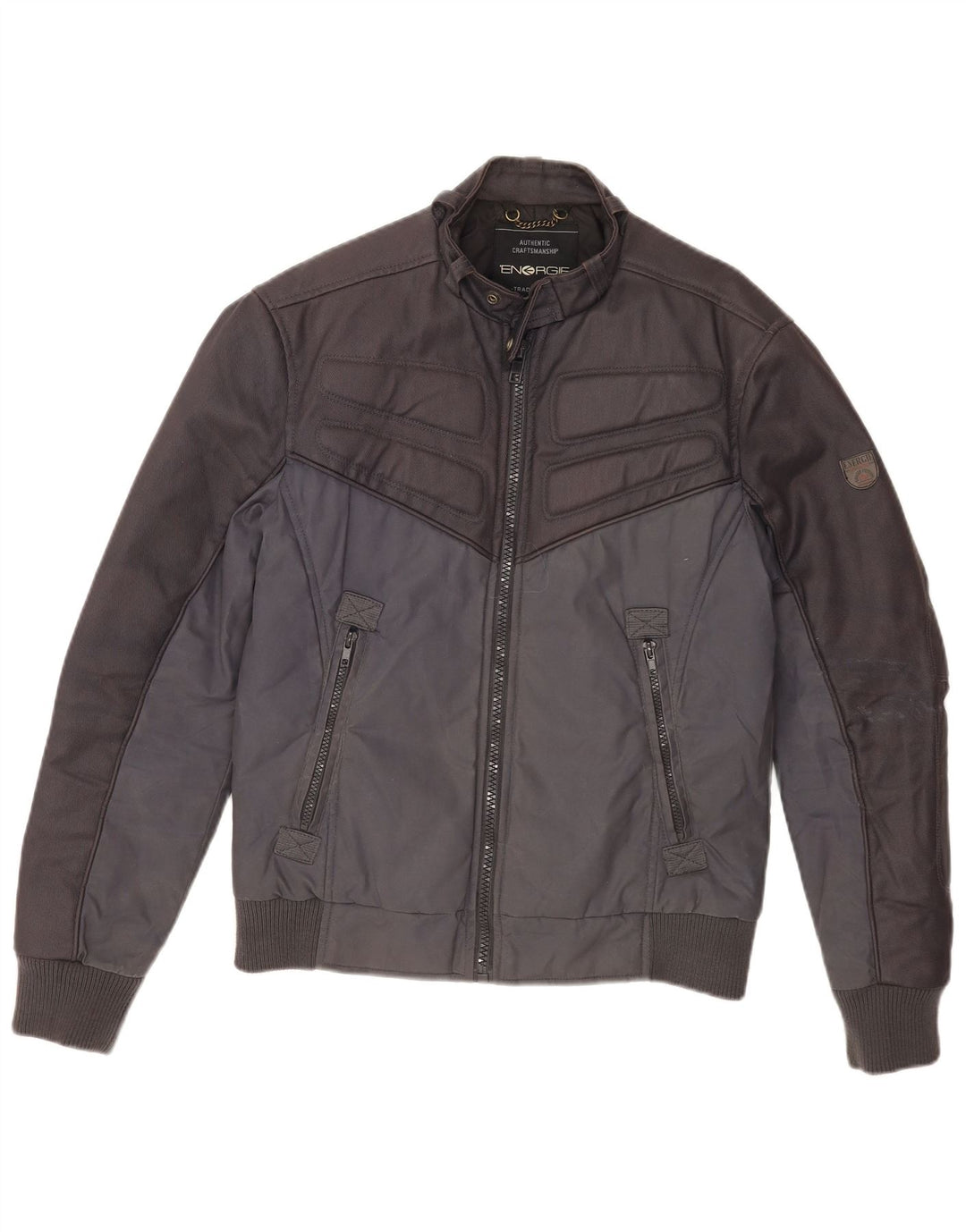 Energie Herre Bomber Jacket UK 38 Medium Navy Blue Colourblock Cotton