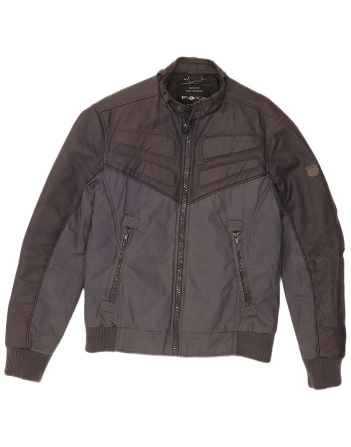 Energie Herre Bomber Jacket UK 38 Medium Navy Blue Colourblock Cotton