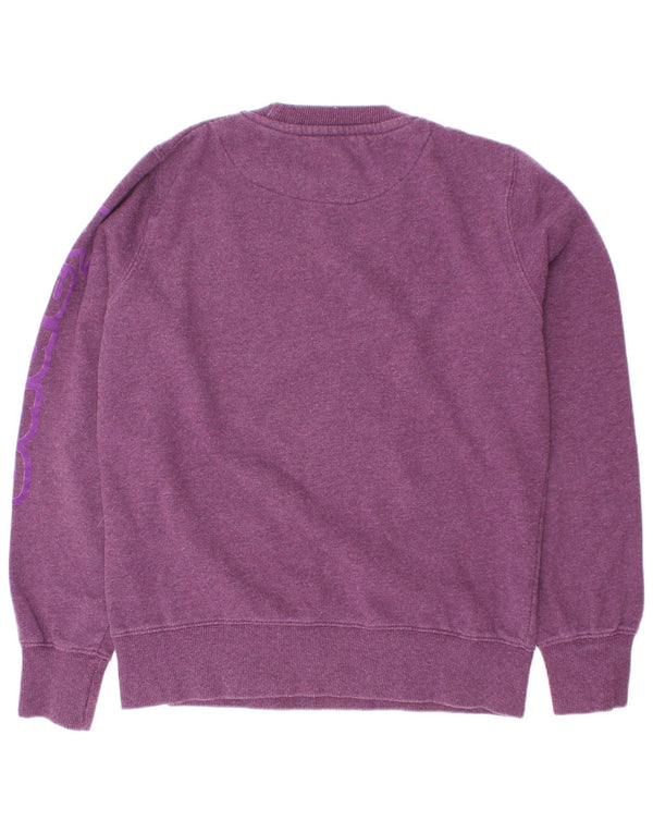 Kappa Womens Graphic Loose Fit Sweatshirt Jumper UK 4 XS Purple Cotton