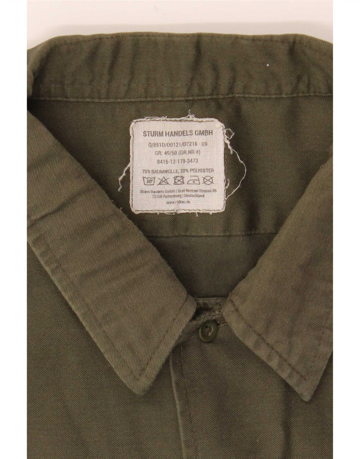 Vintage herre militærskjorte 2XL Khaki Bomuld