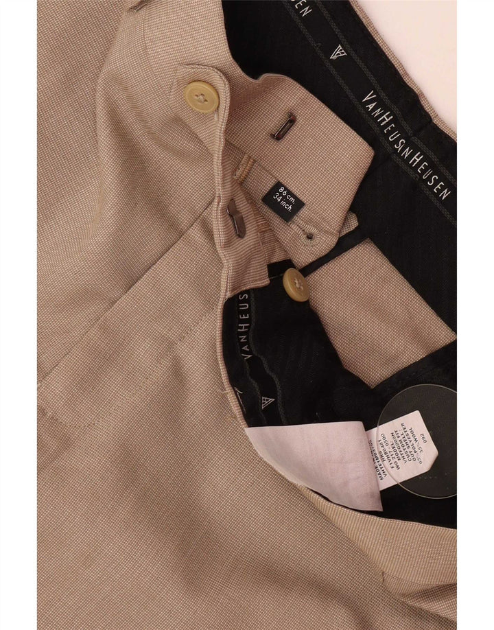 Van Heusen Herre Straight Suit Bukser W34 L30 Beige Polyester