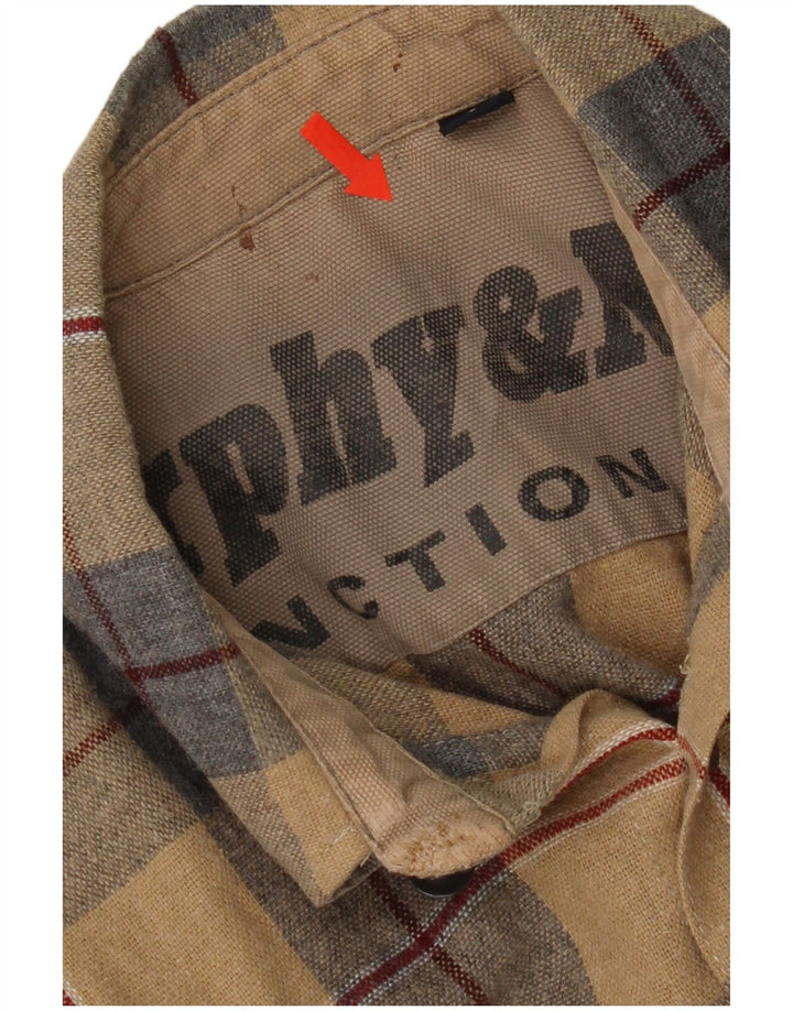 Murphy & Nye Herre Flanelskjorte Lille Beige Plaid Akryl
