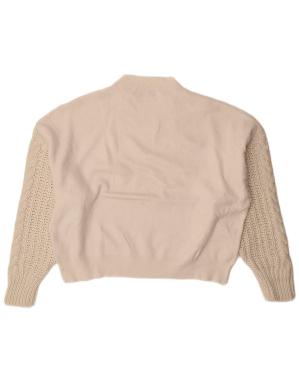 Zara Dame Oversized Turtle Neck Jumper Sweater UK 10 Small White Viscose