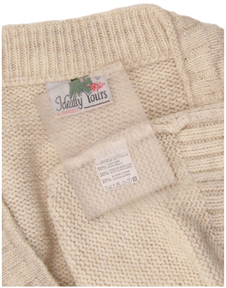 Vintage herre V-hals sweater XL beige uld