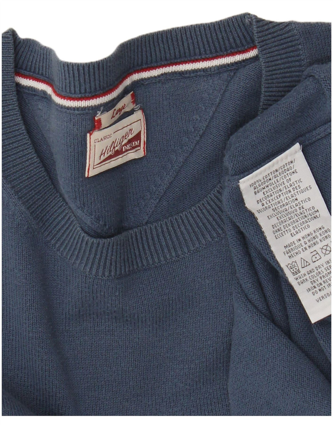 Tommy Hilfiger Herre Crew Neck Jumper Sweater Stor Blå Bomuld