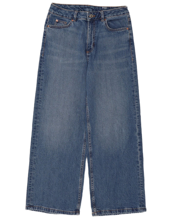 Marks & Spencer Kvinder Højtaljede Jeans med brede ben UK 10 Small W27 L28 Blå