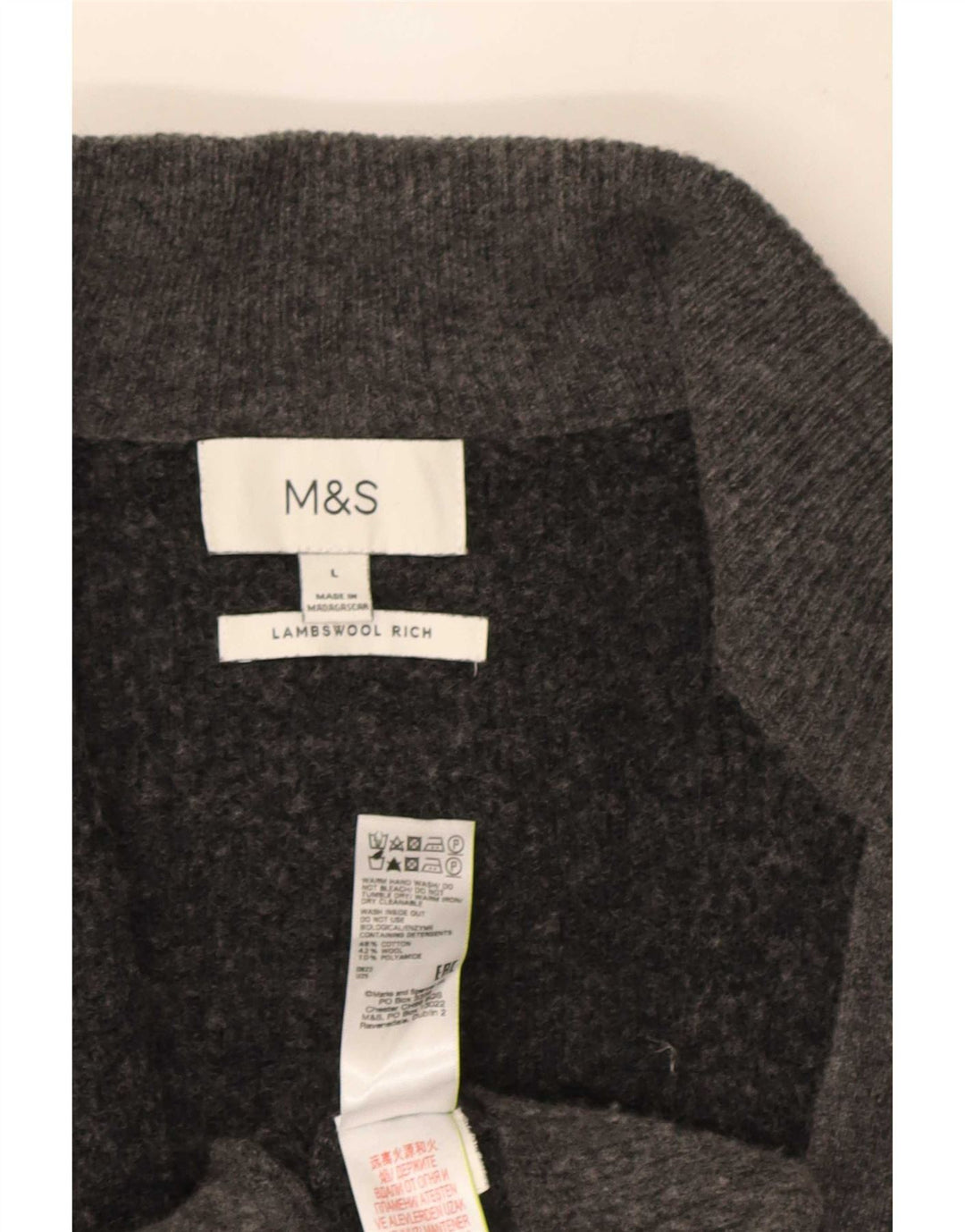 Marks & Spencer Herre Cardigan Sweater Stor Grå Bomuld