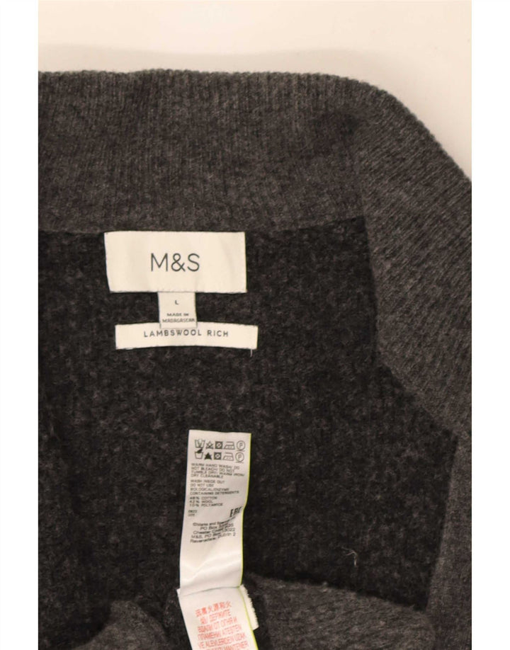Marks & Spencer Herre Cardigan Sweater Stor Grå Bomuld