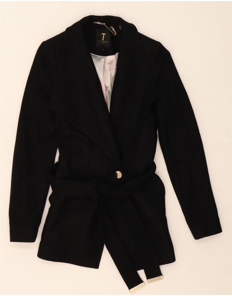 TED BAKER Womens 1 Button Blazer Jacket Size 1 XS Black Wool Vintage Ted Baker and Second-Hand Ted Baker from Messina Hembry 