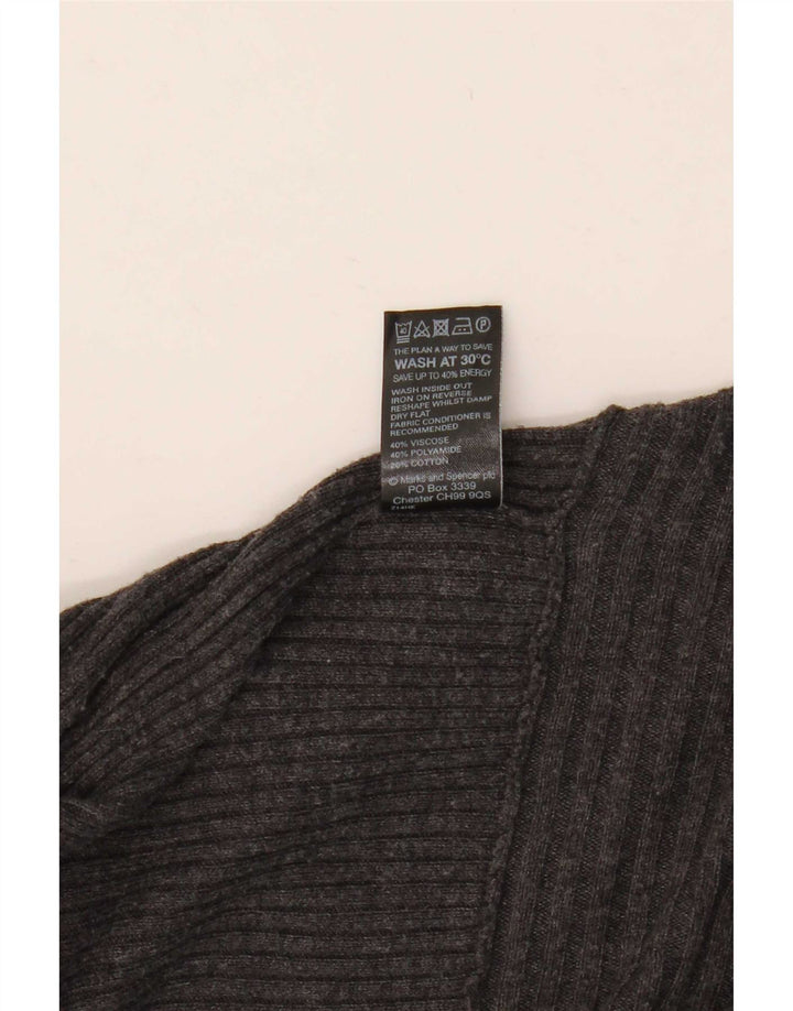 Marks & Spencer Dame Longline Open Cardigan Sweater UK 8 Small Grey