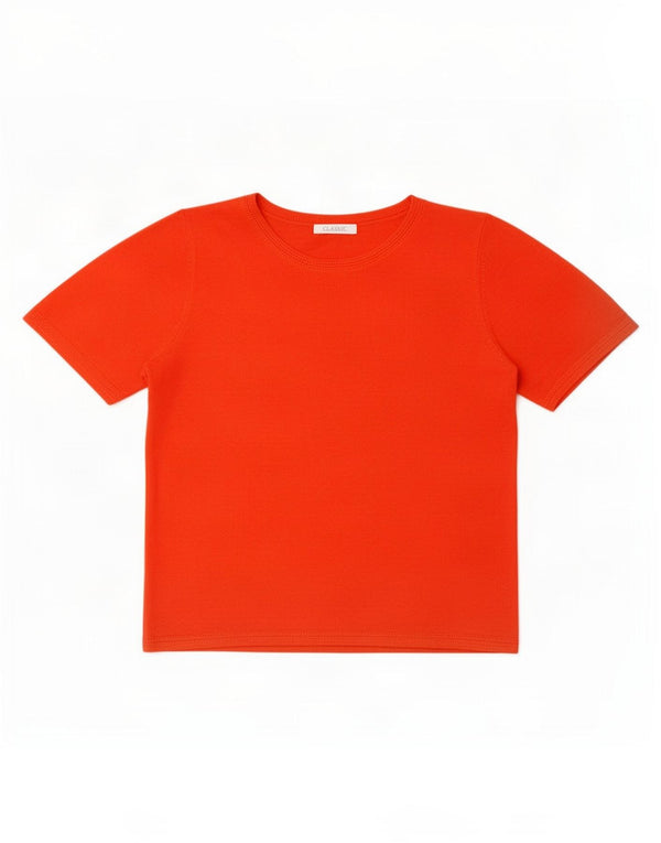 Marks & Spencer Dame Klassisk Crop T-Shirt Top UK 10 Small Orange Acrylic