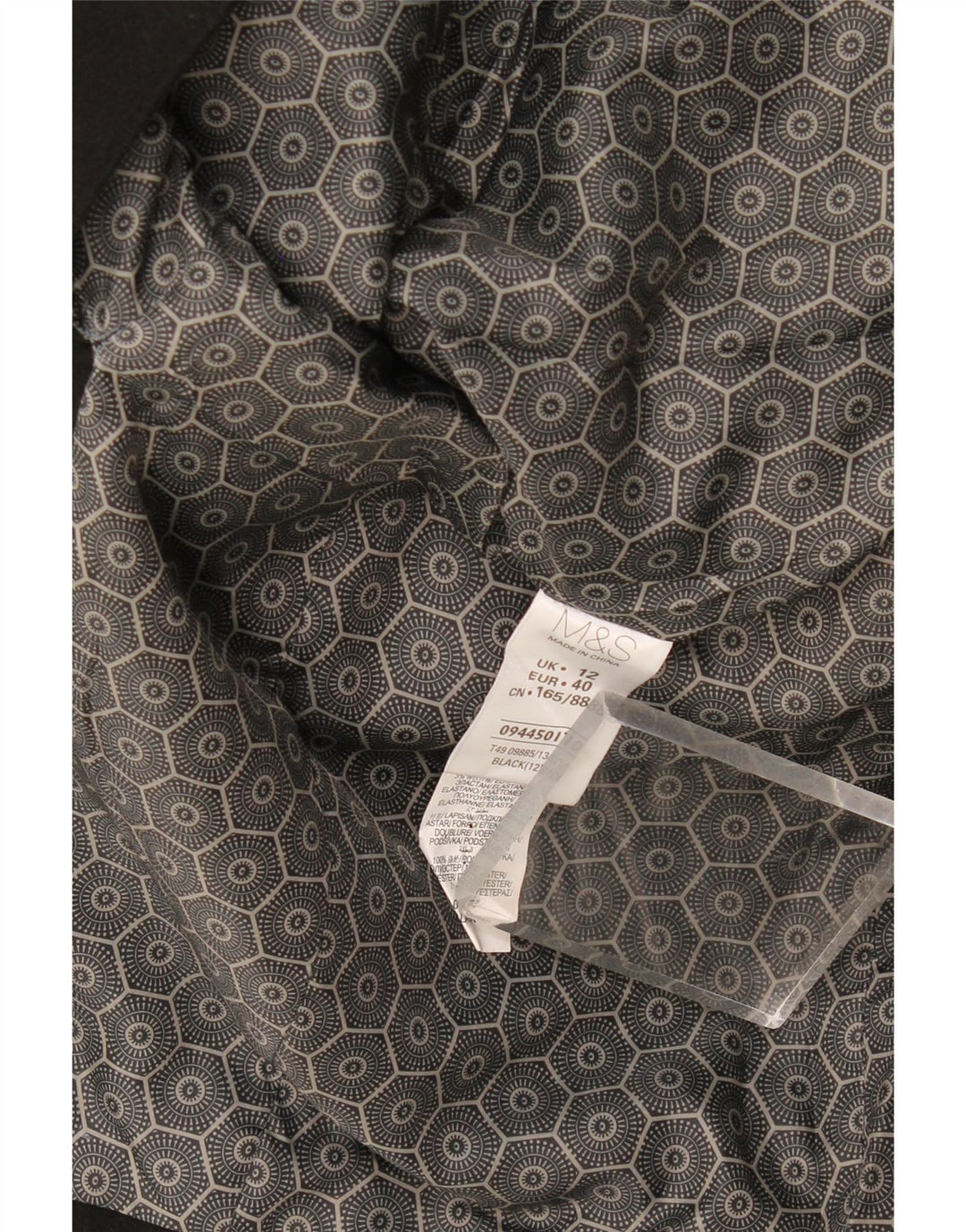 Marks & Spencer Dameoverfrakke UK 12 Medium Sort Polyester