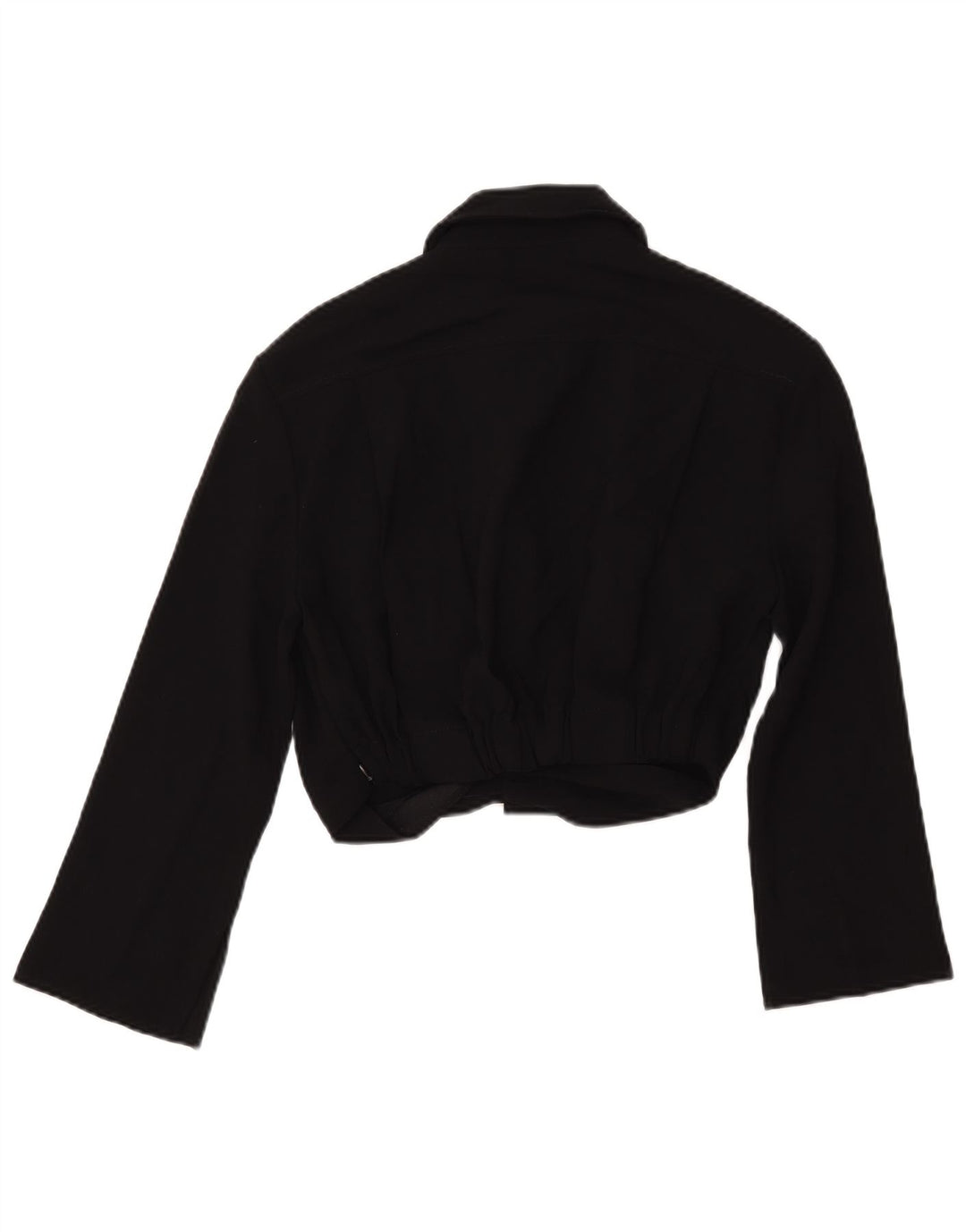 ZARA Womens Crop 3/4-ærmet skjortebluse UK 10 Small Black Polyester