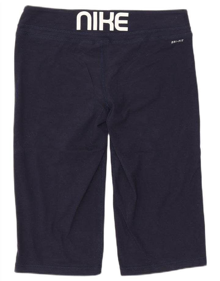 NIKE Dri Fit grafiske Bermuda sportsshorts til kvinder UK 16 Large Navy Blue