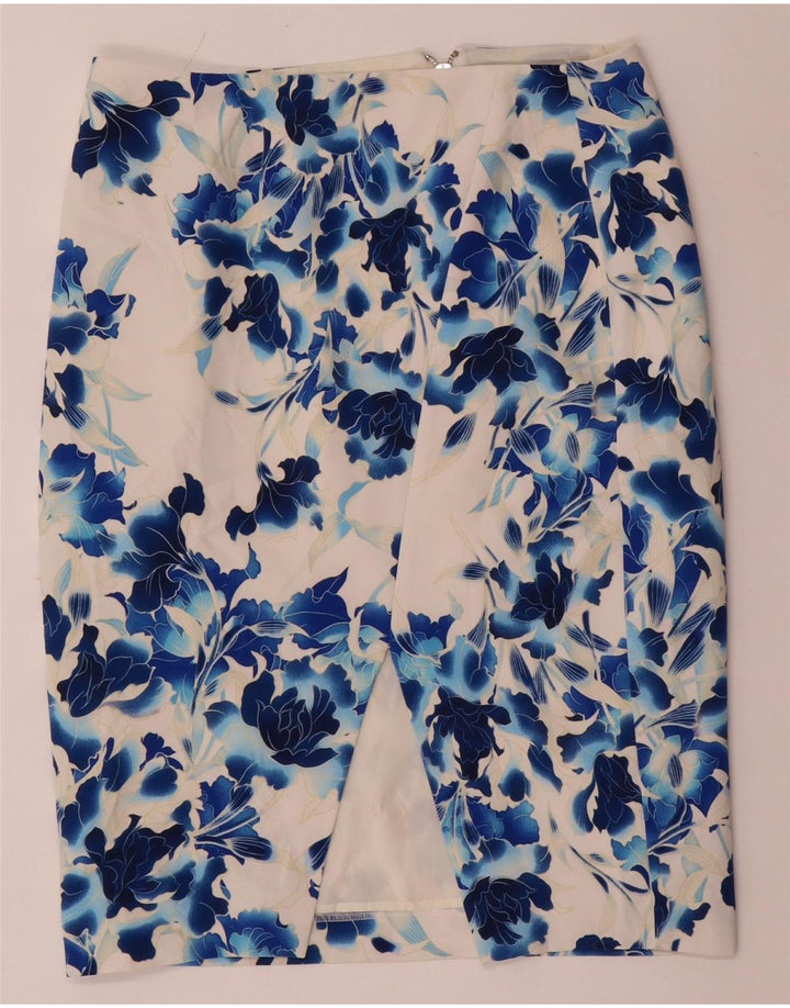 Oasis Womens Pencil Skirt UK 12 Medium W32 White Floral Polyester