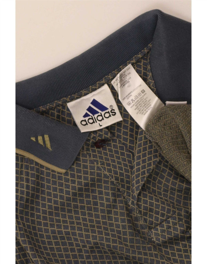 Adidas Polo Shirt til mænd, stor grå argyle/diamant bomuld