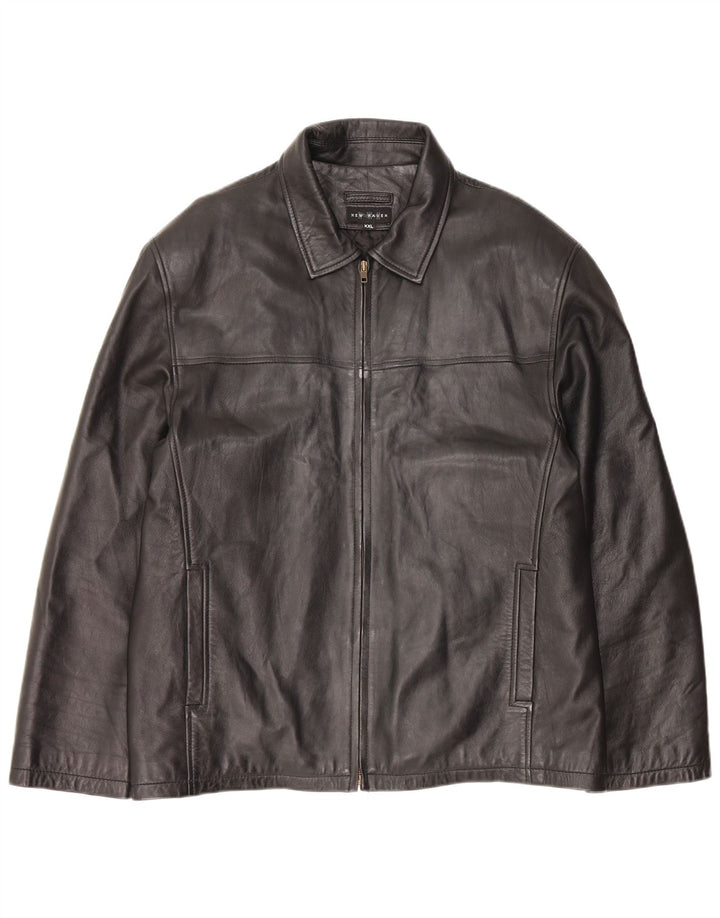 Vintage Mens Leather Jacket UK 44 2XL Black Leather