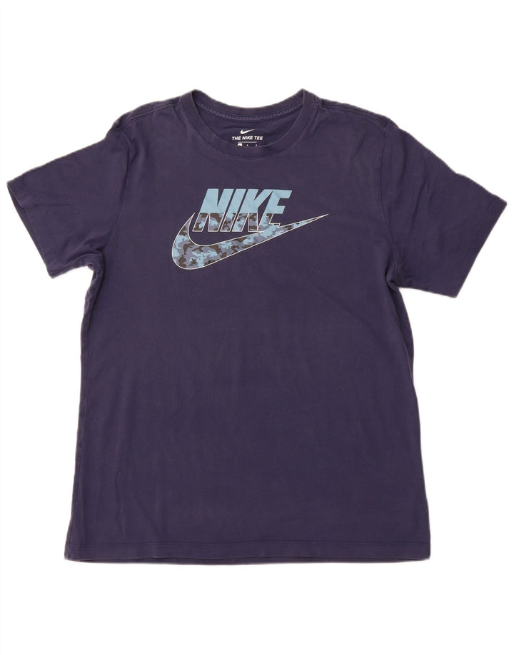 NIKE Grafisk T-shirt top til mænd Stor marineblå bomuld