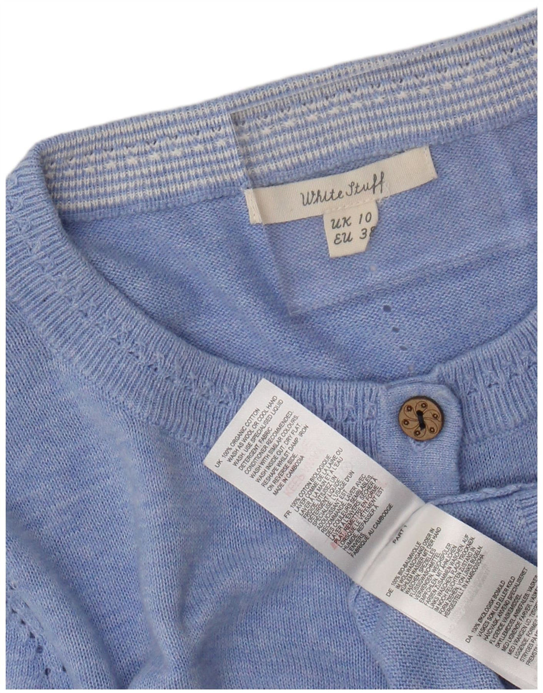 WHITE STUFF Dame cardigan sweater UK 10 Small Blue Flecked Bomuld