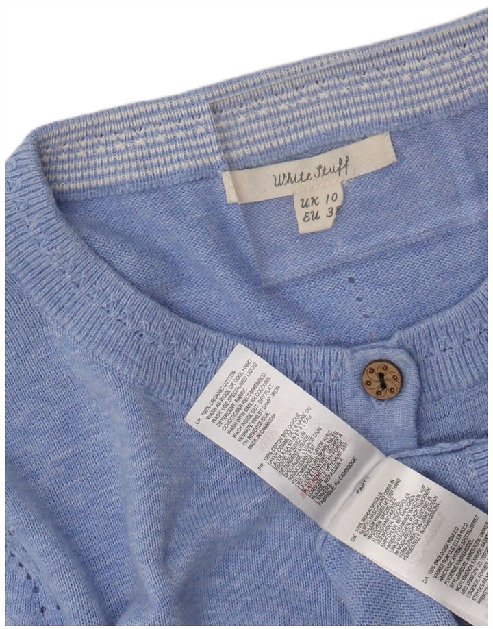 WHITE STUFF Dame cardigan sweater UK 10 Small Blue Flecked Bomuld