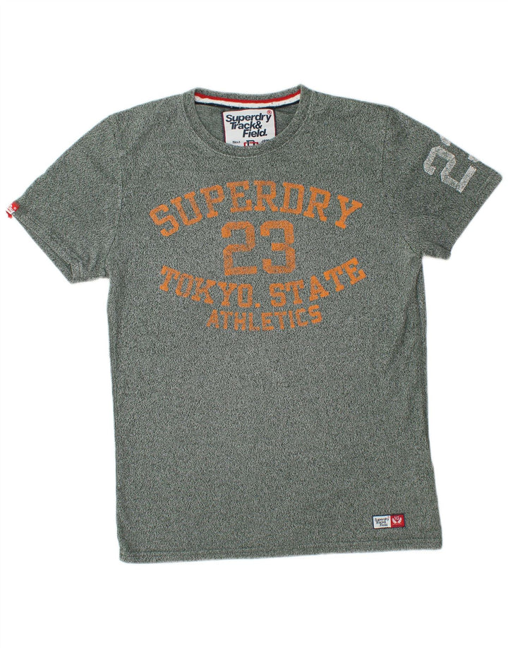SUPERDRY Herre grafisk T-shirt Top Medium Grøn Flecked Bomuld