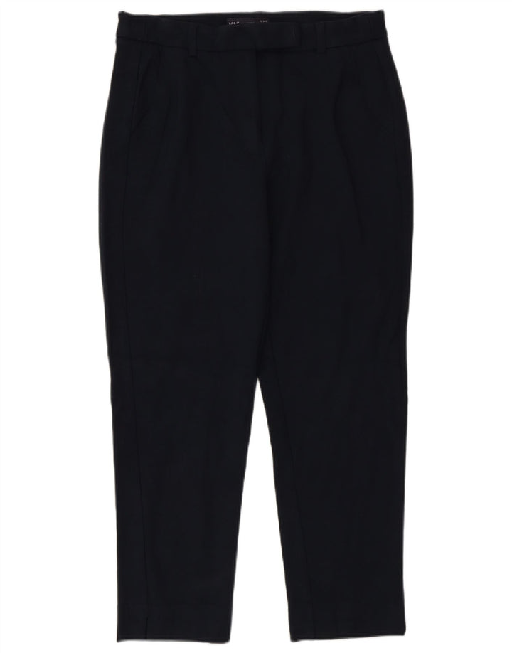 Marks & Spencer Dame Cropped Trousers UK 12 Medium W30 L25 Navy Blue