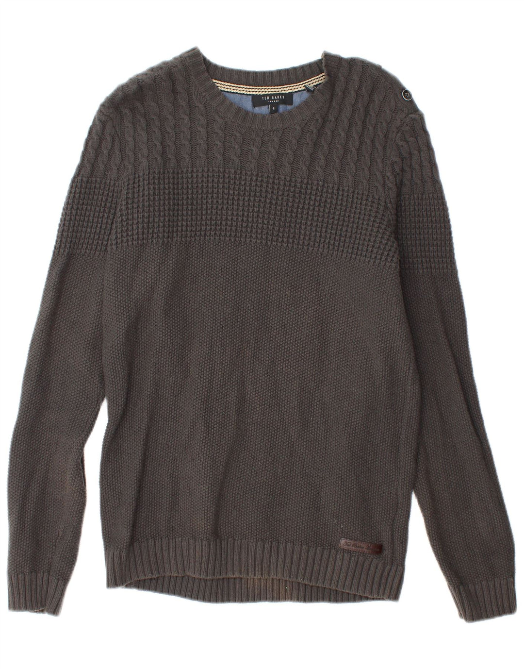Ted Baker Dame Boat Neck Jumper Sweater Størrelse 4 Stor Grå Bomuld
