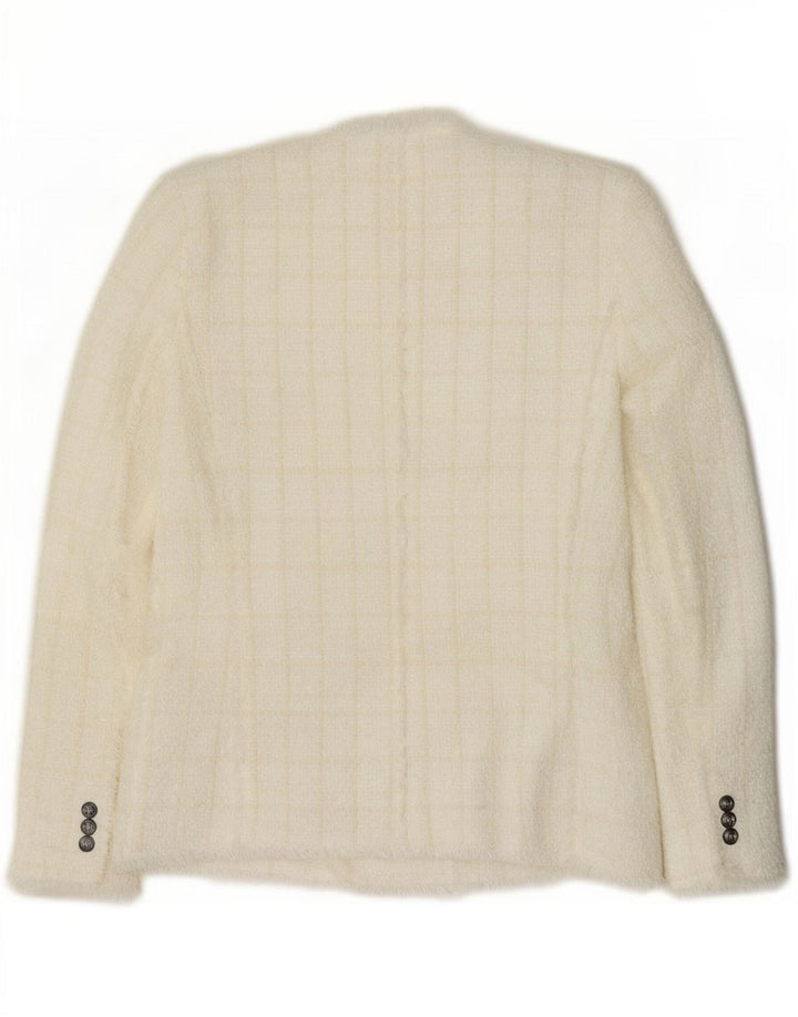 Zara Dame Dobbeltradet Blazer Jacket UK 12 Medium White Check