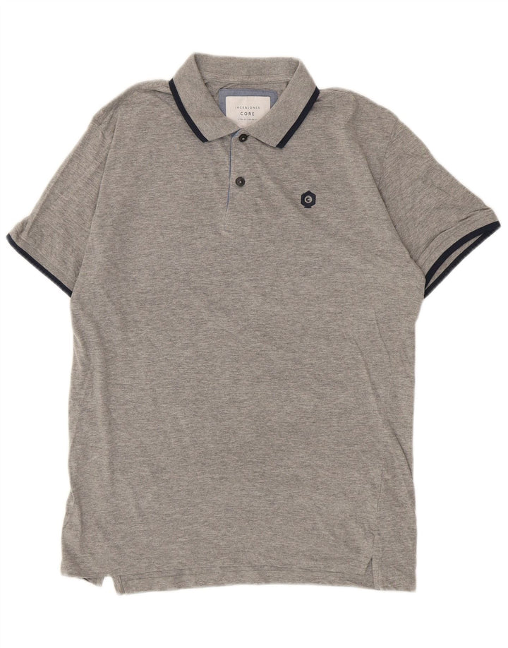 JACK & JONES Mens Core Polo Shirt Medium Grey Cotton