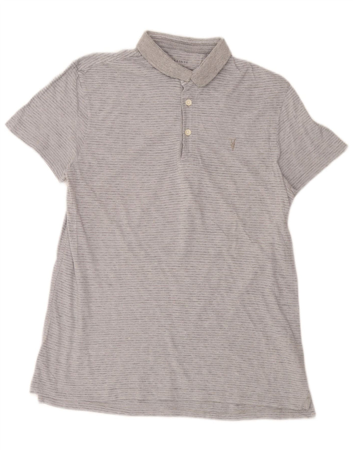 All Saints Polo Shirt til mænd, lille grå nålestribet bomuld
