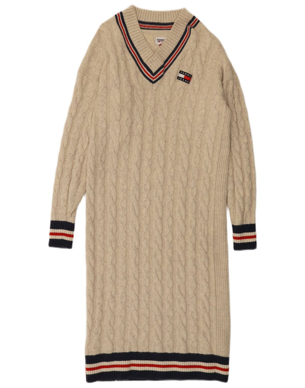 Tommy Hilfiger Dame Langærmet Jumper Kjole UK 10 Small White