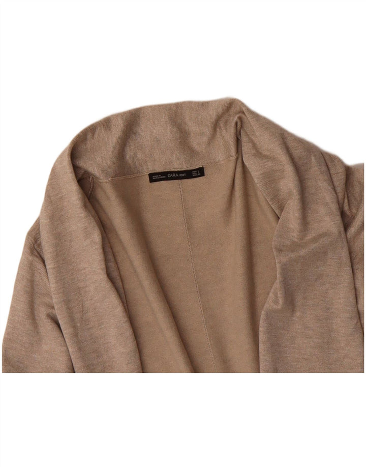 ZARA Womens Longline Open Cardigan Sweater UK 14 Large Grey Viscose