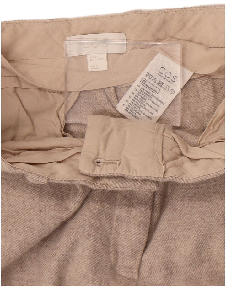 Cos Dame Cropped Trousers EU 36 Small W26 L24 Beige Uld