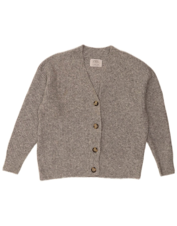 Zara Girls Cardigan Sweater 9-10 Years Grey Polyester