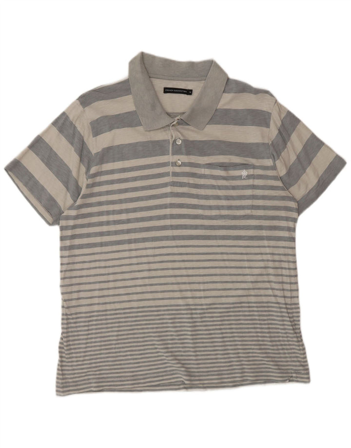 French Connection Herre poloshirt XL Gråstribet bomuld