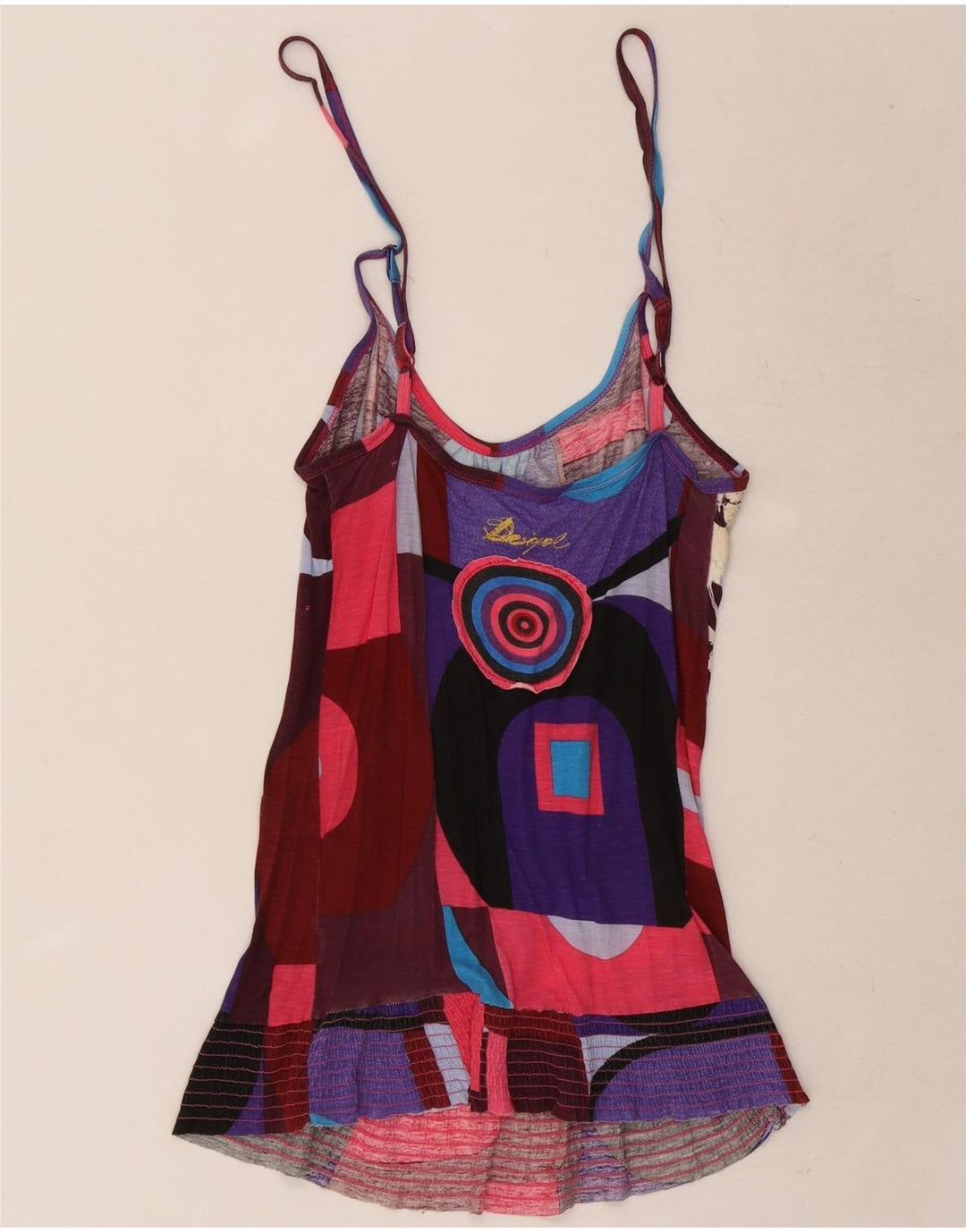 Desigual Dame Grafisk Cami Top UK 12 Medium Multicolored Butterfly