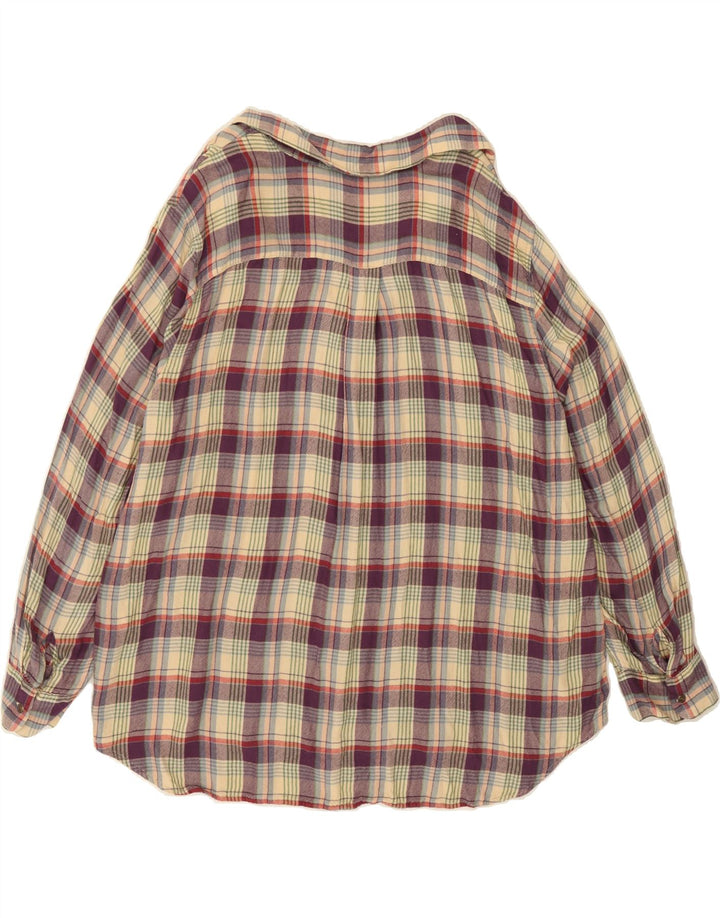 CHAPS Womens Oversized Pullover Flannel Shirt UK 20 2XL Beige Plaid Vintage Chaps and Second-Hand Chaps from Messina Hembry 
