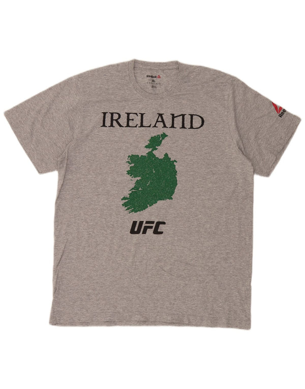 Reebok Herre Ireland Grafisk T-Shirt Top XL Grå Bomuld