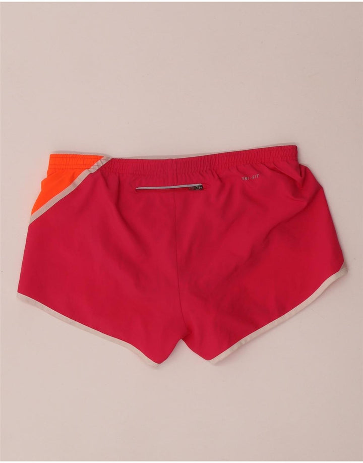Nike Dame Dri Fit Sports Shorts UK 14 Medium Pink Colourblock Polyester