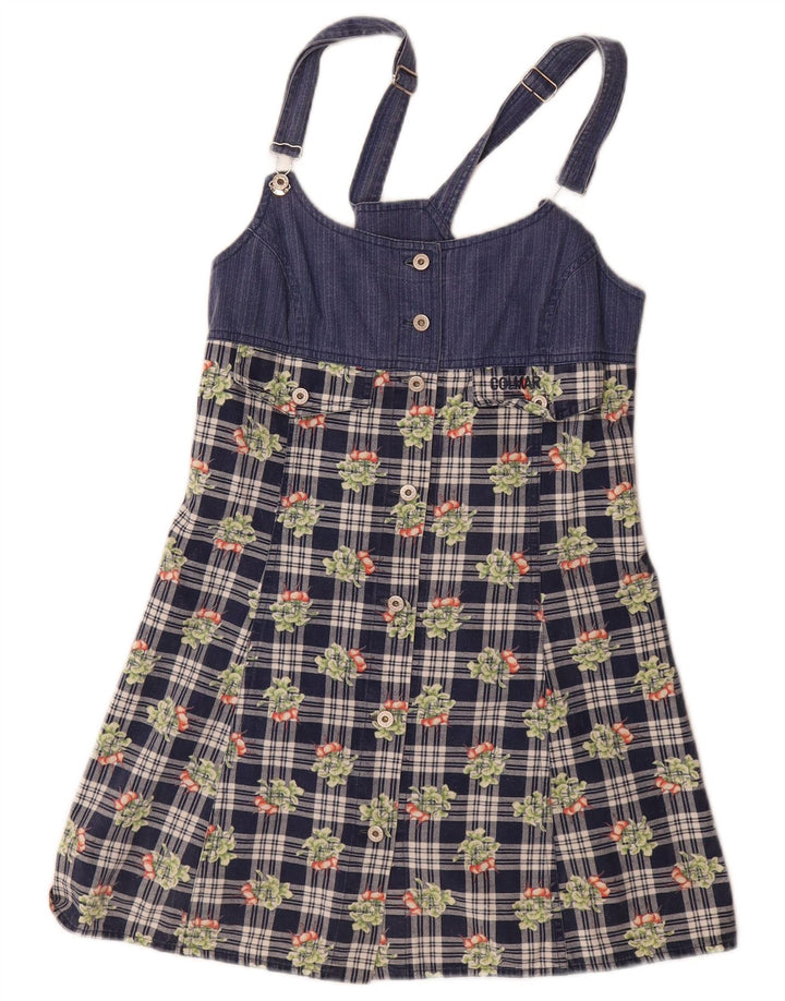Colmar Dame Mini Dungaree Dress UK 12 Medium Navy Blue Ternet Bomuld