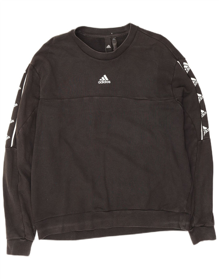 Adidas Grafisk Sweatshirt Jumper Medium Sort Bomuld