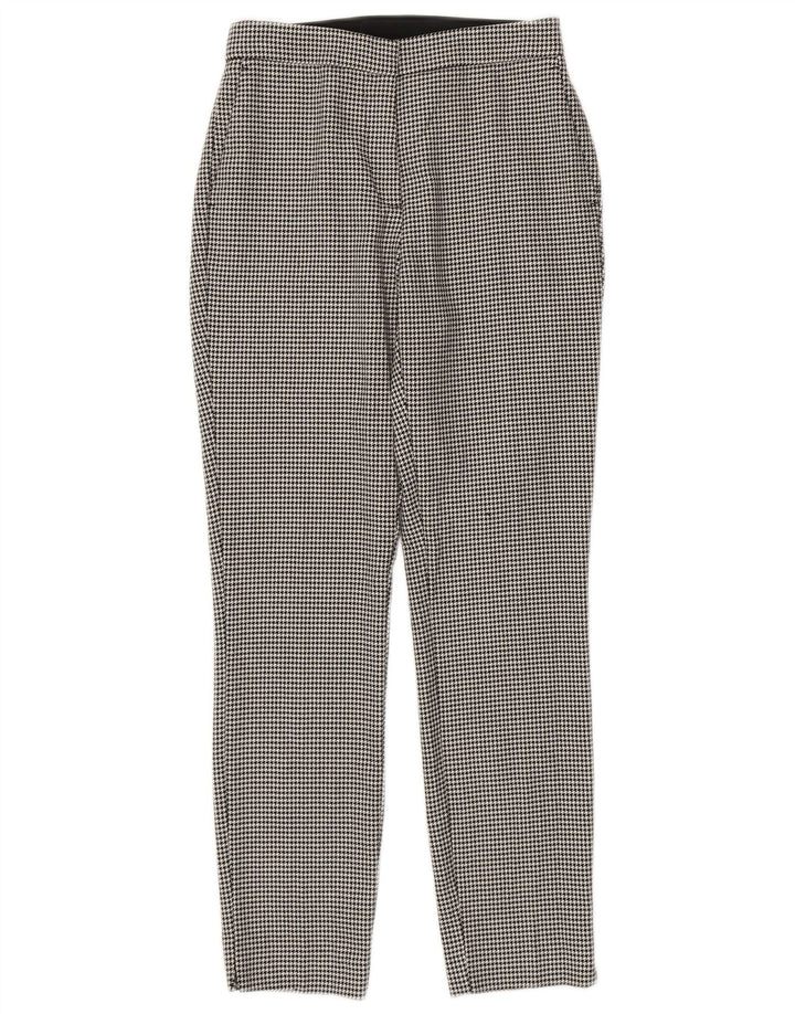 Zara Slim Chino-bukser til kvinder Small W26 L27 Black Houndstooth Polyester